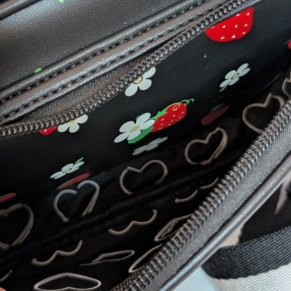 Luv Betsey Johnson Black Strawberry And Daisy Multiple Charm Crossbody Bag - Picture 7 of 9